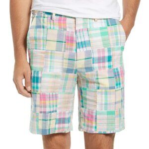 NWT NEW Mens Berle Patch Madras Shorts sz 36 Plaid Chino Relaxed Fit Patchwork